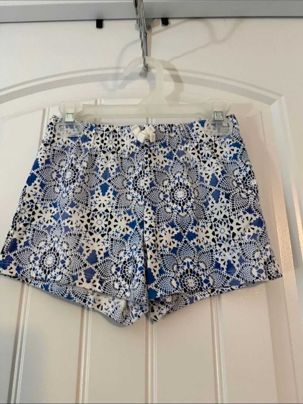 Gently worn Blue and White Lace-Print Shorts (2)